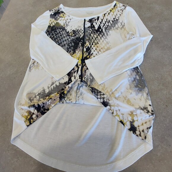 CALVIN KLEIN Women's Long Sleeves Knit Top w/Snakeskin Print on Front - SML - Picture 6 of 12